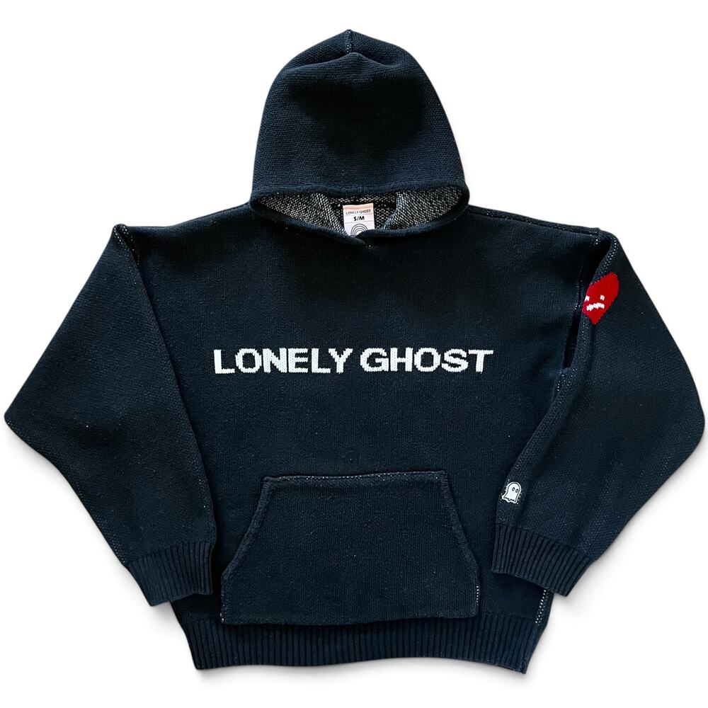 Lonely Ghost Limited Edition Heart On My Sleeve Heavyweight Knit Hoodie Size S/M